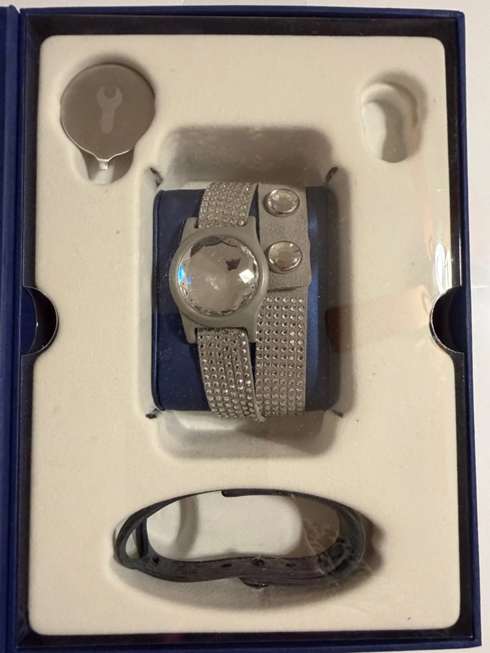 Swarovski Crystal Activity Tracking Bracelet - Silver-tone with Sport Band